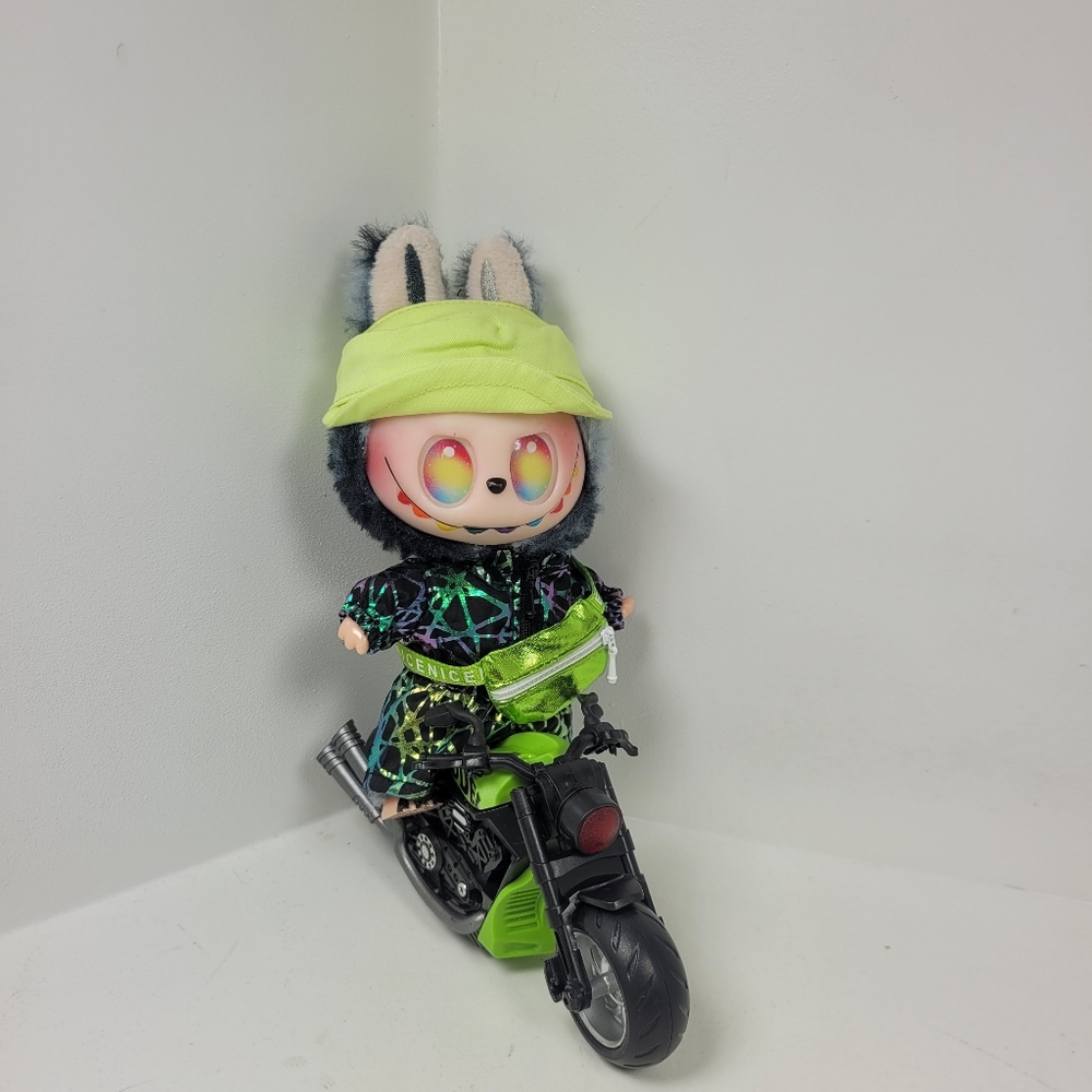 Labubu Neon Green Motercycle Set